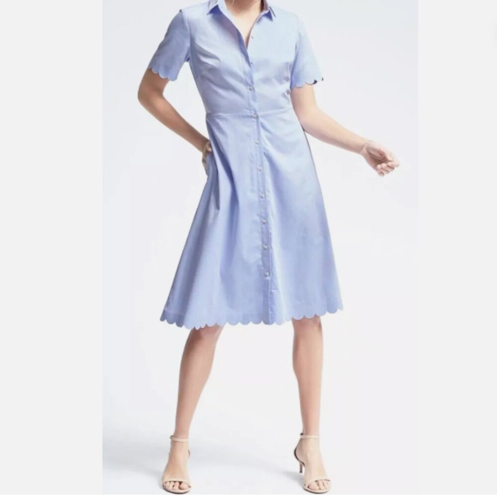 Banana Republic Scallop Shirt Dress 12 NWT